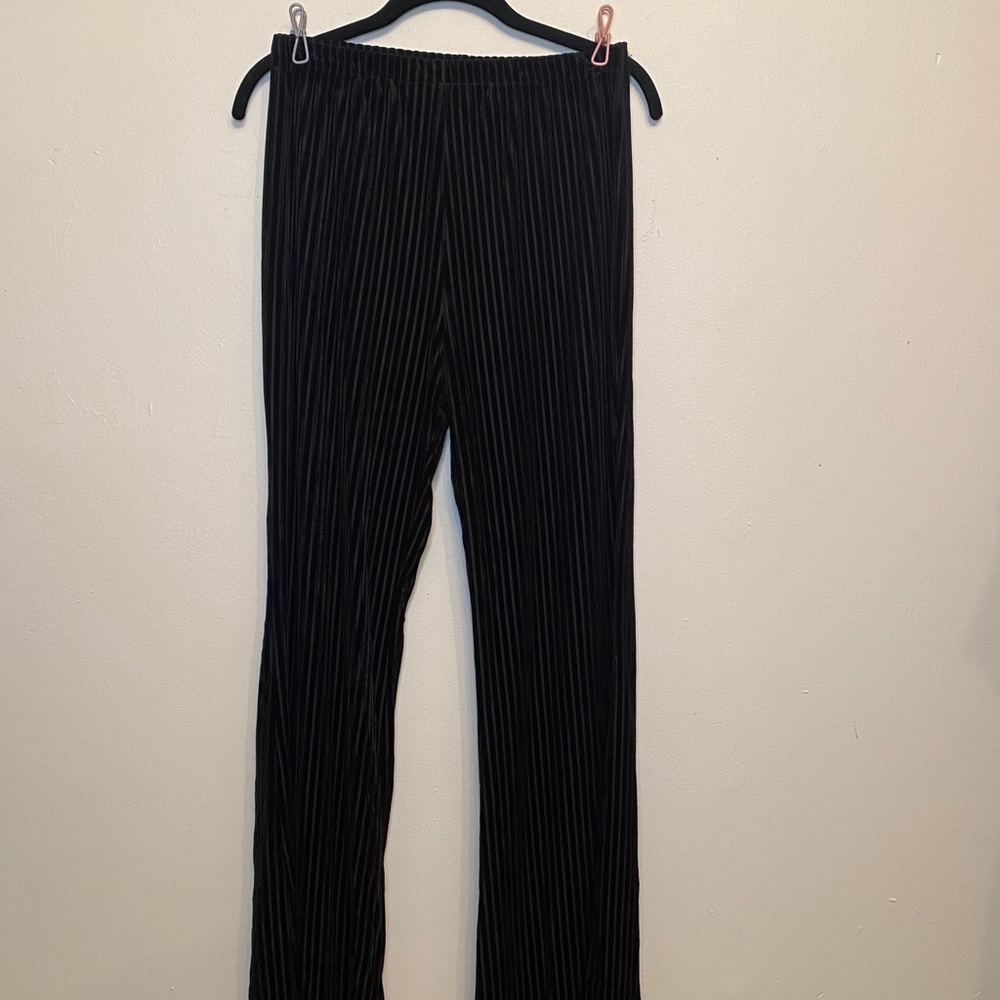Velvet striped flared bottom pants